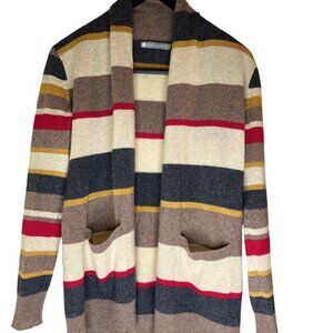 InCashmere Cashmere Color Block Open Faced Cardigan with Pockets - Size Small